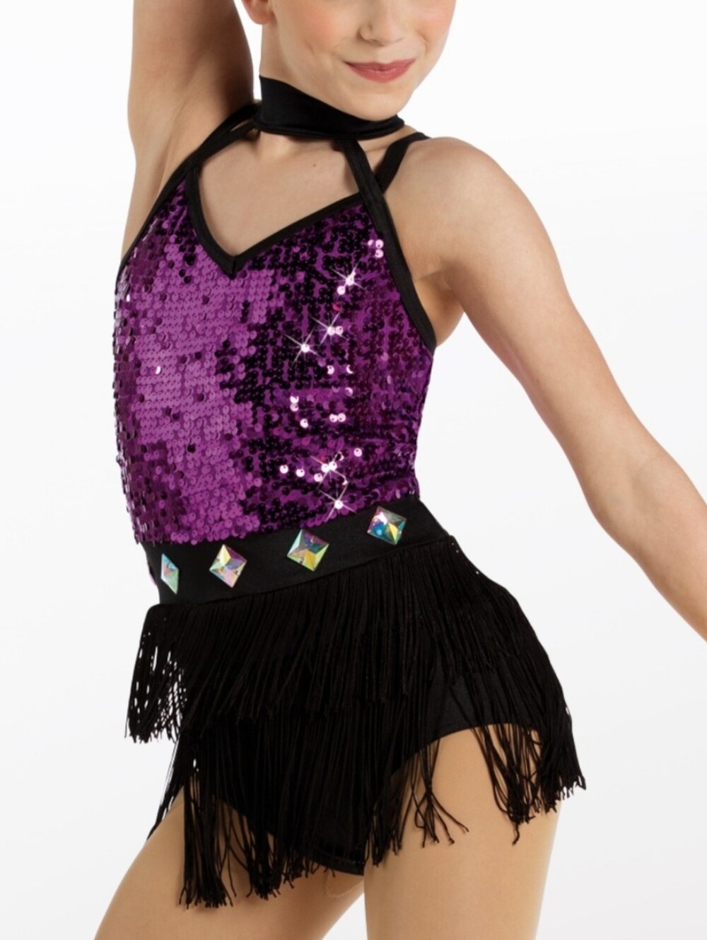 Weissman Showtime Purple Sequin Fringe New Rules 14177 Dance Costume Size MA
